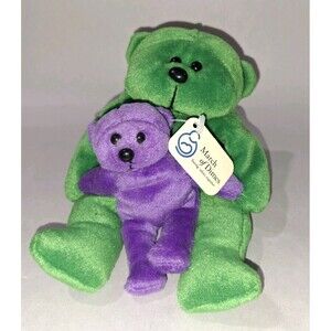 March Of Dimes 1999 Plushland Green Bear w Purple Baby Grapes Bean Bears